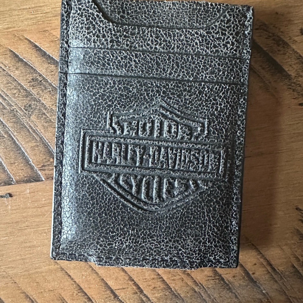 Red Black Textured Leather Card Holder